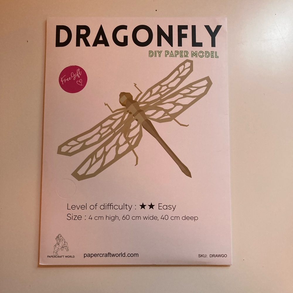 Paper craft dragonfly decor